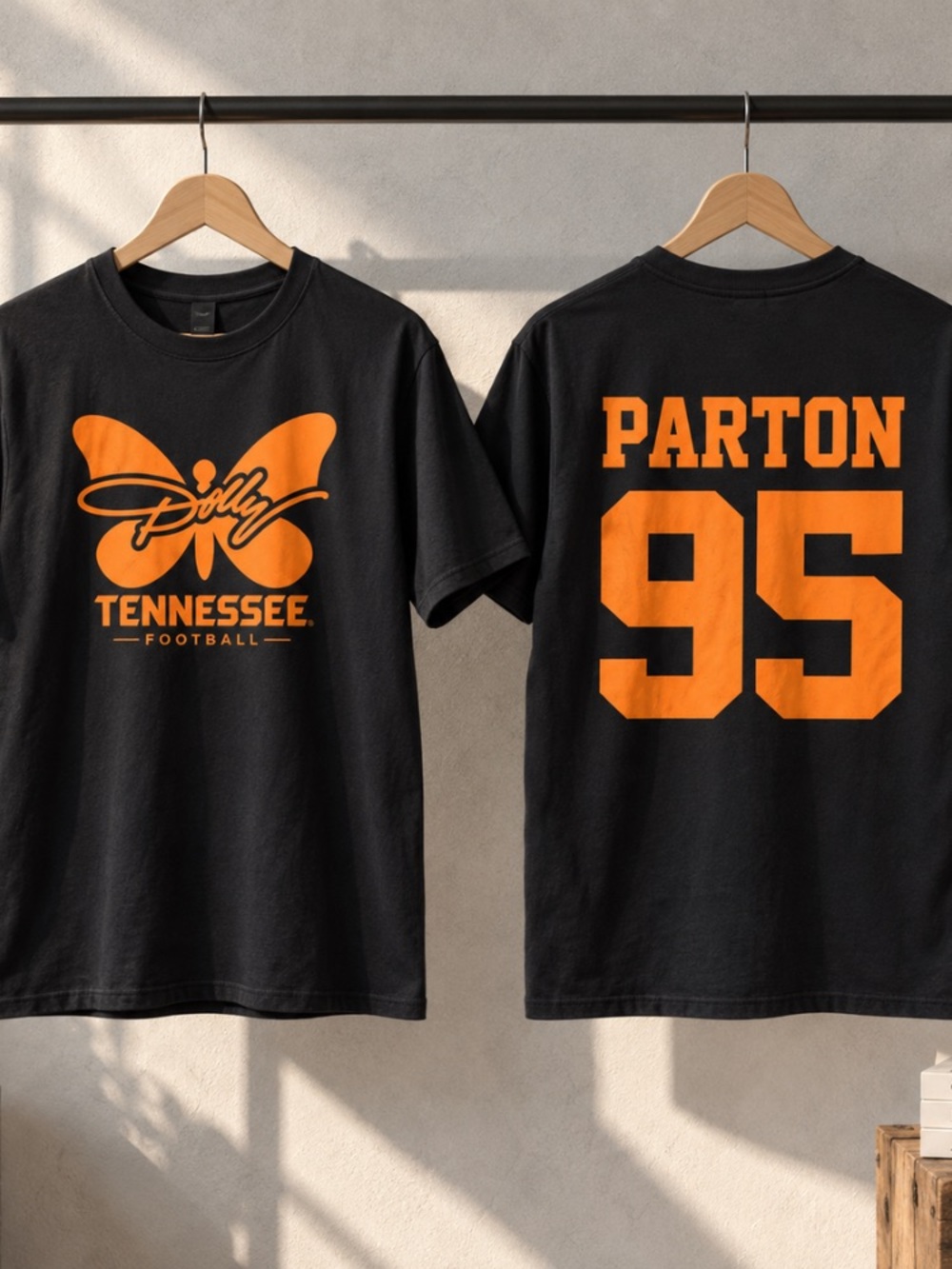 Dolly Parton Tennessee Football Butterfly 95 Parton Vintage Black T-Shirt